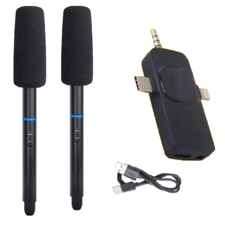 Dual Wireless Handheld Interview /Boom Microphone