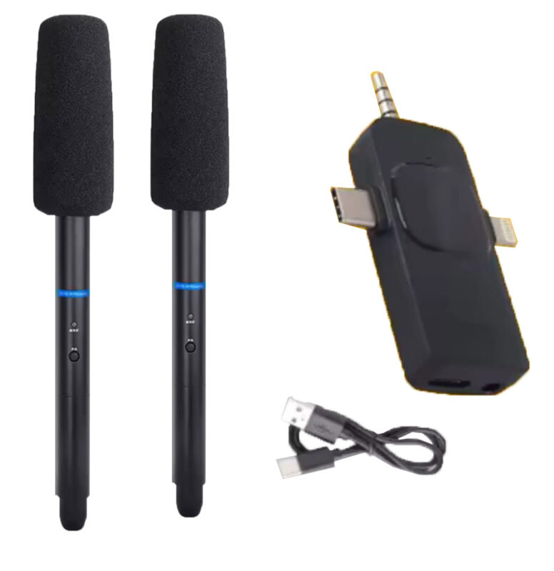 Dual Wireless Handheld Interview /Boom Microphone