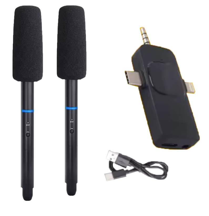 Dual Wireless Handheld Interview /Boom Microphone